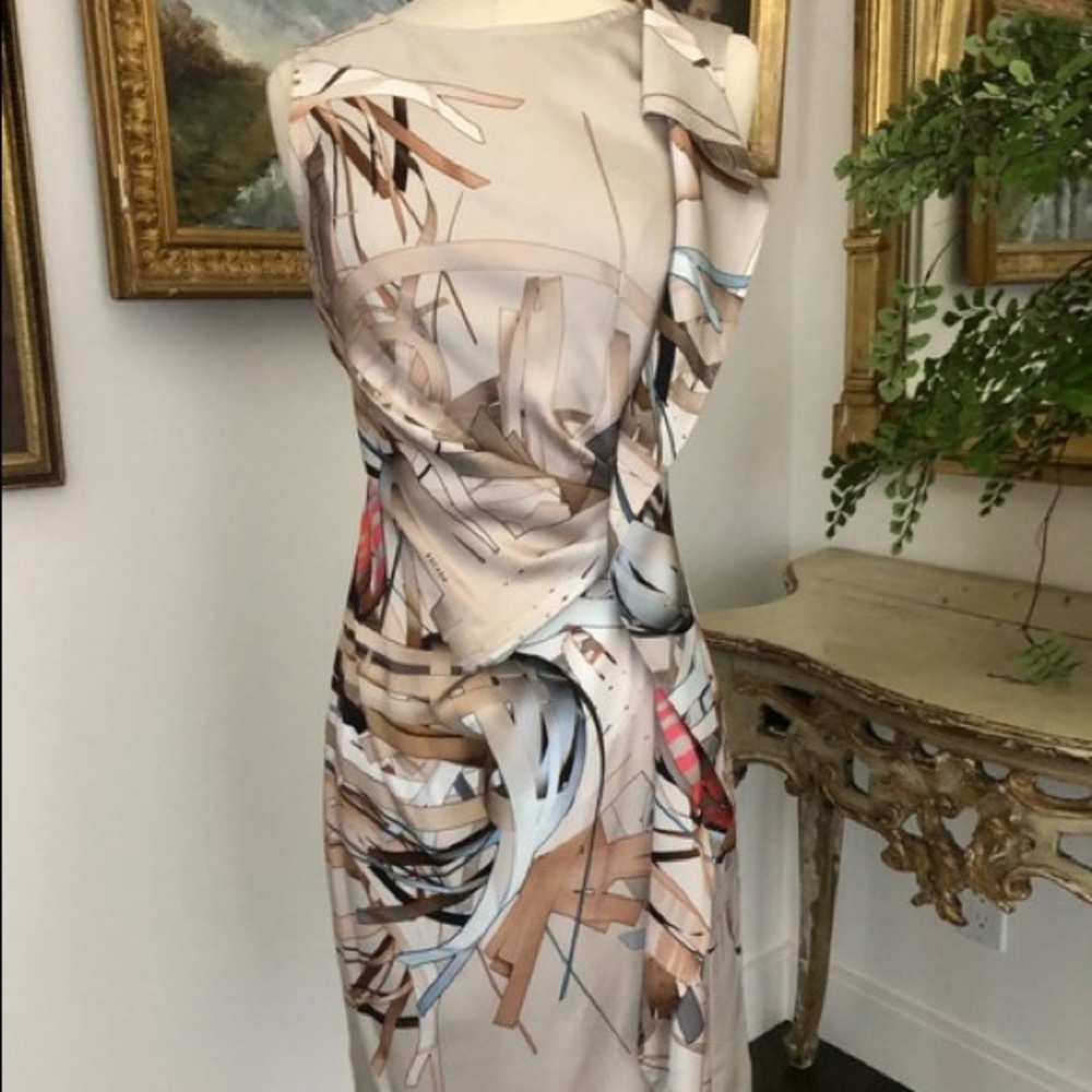 Escada Cascading Silk Scarf Dress